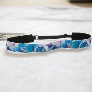 Adjustable non-slip headband with blue and purple